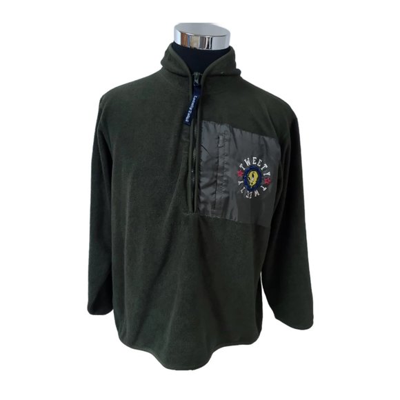 VTG Freeze Looney Tunes Tweety Bird 1/4 Zip Fleece Pullover Jacket - Picture 1 of 13